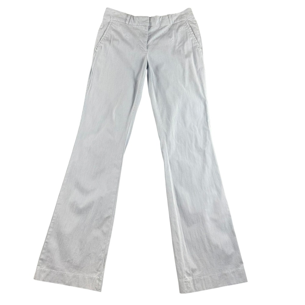 HM Modern Classic Blue White Striped Flare Trousers Pants Womens 4 Seersucker